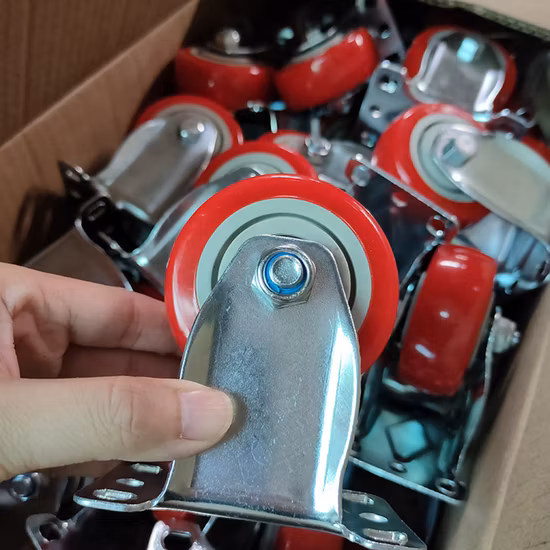 Amazon 공급업체 3/4/5 인치 회전판 잠금 PVC/PU 캐스터 휠 안전 브레이크가 있는 산업용 헤비듀티 캐스터